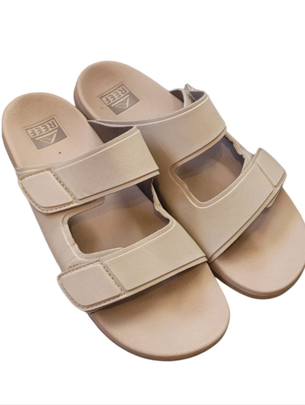 Reef Men's Dual-Strap Slide Sandal in Beige Size 10